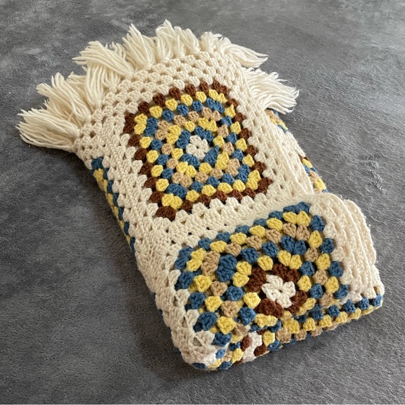 Hand Crafted Accents Vintage Handmade Crochet Afghan Lap Throw